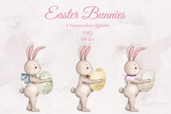 Charming Easter Bunnies Watercolor Set for Creative Projects