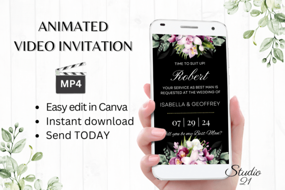Elegant Floral Typography: Orchids Best Man Proposal W3459BM