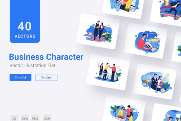 Elevate Your Brand with Business Character Flat Illustration