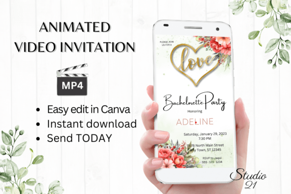 Floral Bachelorette Party Invite W6130: Effortless Elegance