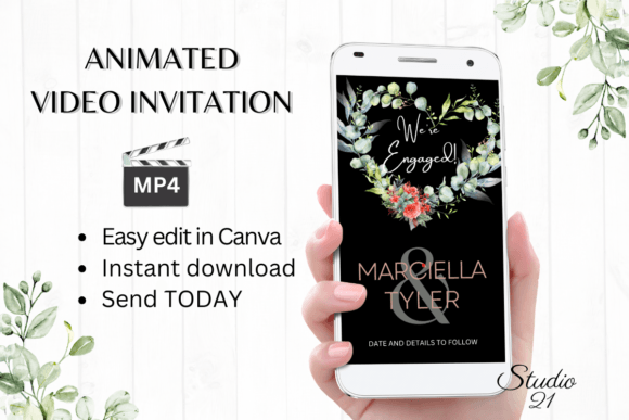 Floral Engagement Announcement W1139B: A Modern Digital Invite