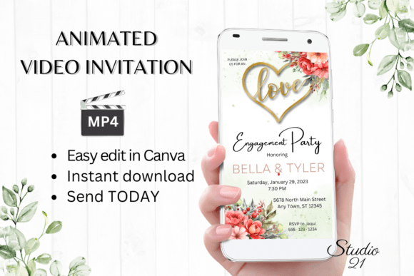 Floral Engagement Party Invite W1130: A Designer's Digital Toolkit