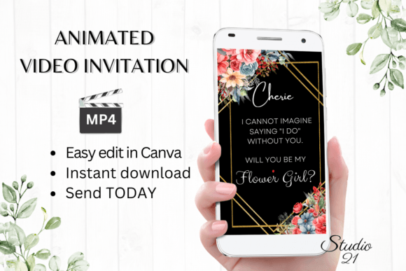 Floral Flower Girl Proposal W3135FG: A Fresh Take on Script Typography