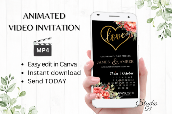 Floral Wedding Invitation W8131B: A Fresh Take on Digital Celebrations