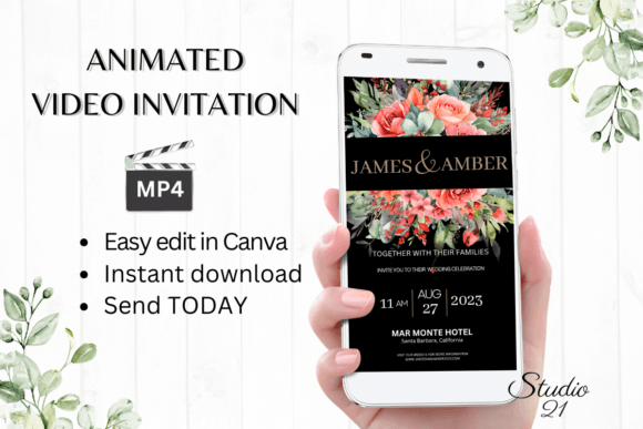 Floral Wedding Invitation W8137: Your Animated Evite Solution