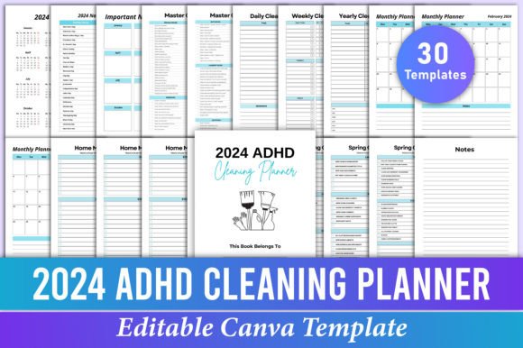 Master Your Space: The 2024 ADHD Cleaning Planner for Canva KDP