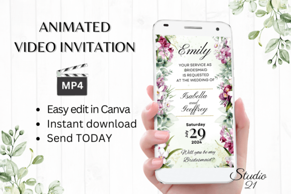 Orchids Bridesmaid Proposal W3454M: A Modern Script for Digital Invitations