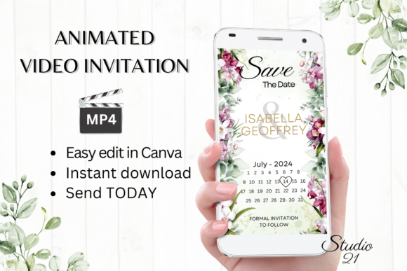 Orchids Save the Date W2454B: Your Animated Wedding Invitation Template