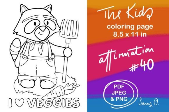 Raccoon Farmer I Love Veggies: A Vegan PNG for Whimsical Design