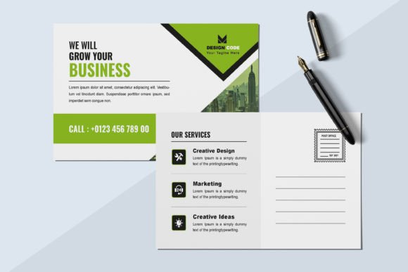 Streamline Your Marketing with a Green Business Postcard Layout